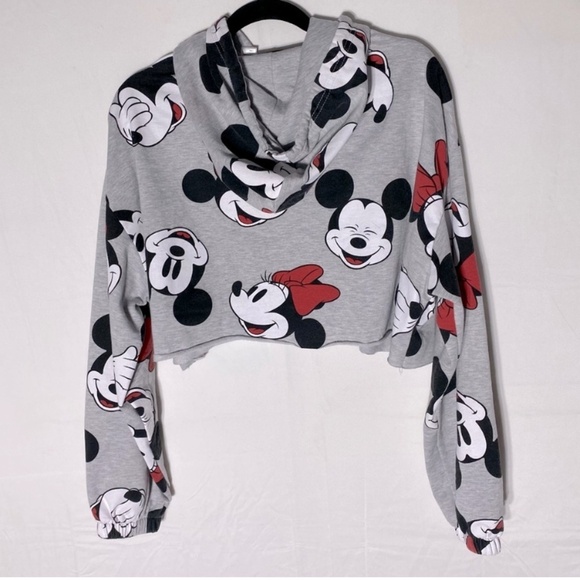 Disney Grey DIY Cropped Mickey Minnie Mouse Hoodie XL - Picture 13 of 14